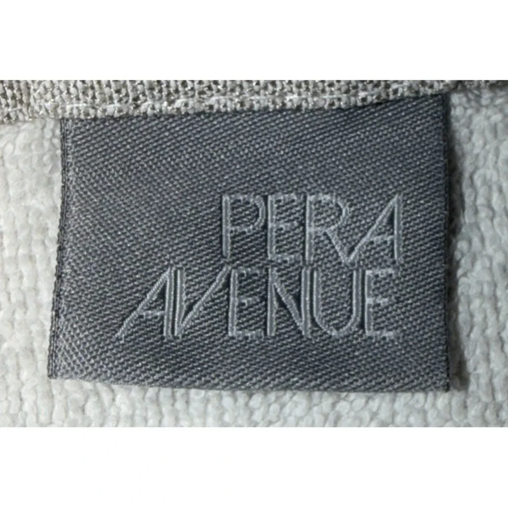 Pera Avenue Washcloth Set White w/ Gray 11x16 Decorative Trim Turkish Cotton